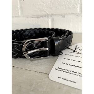 Falari Handcrafted Braided Black Leather Belt Full Grain Size M 34–36 NWT
